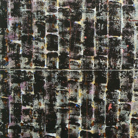 Doppio muro, 2009, tecnica mista su tela, 100 x 70 cm