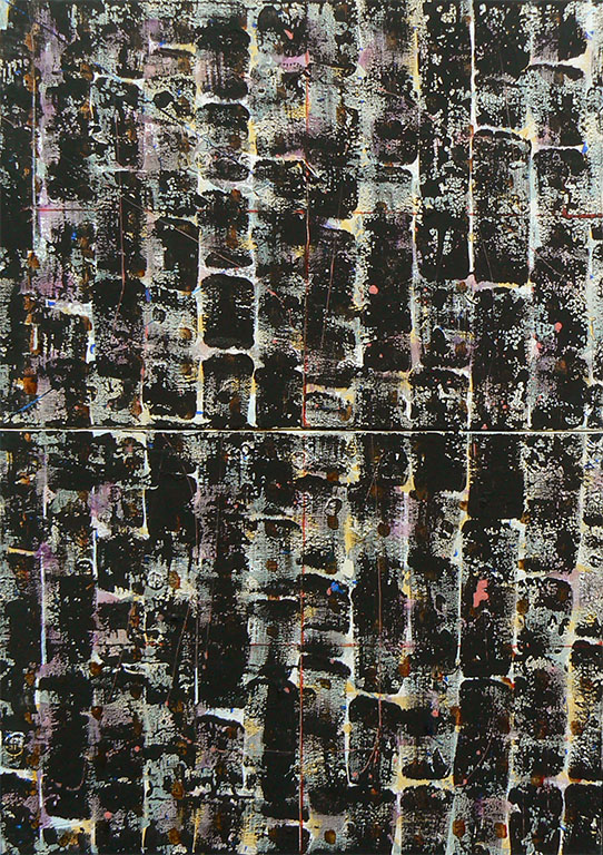 Doppio muro, 2009, tecnica mista su tela, 100 x 70 cm