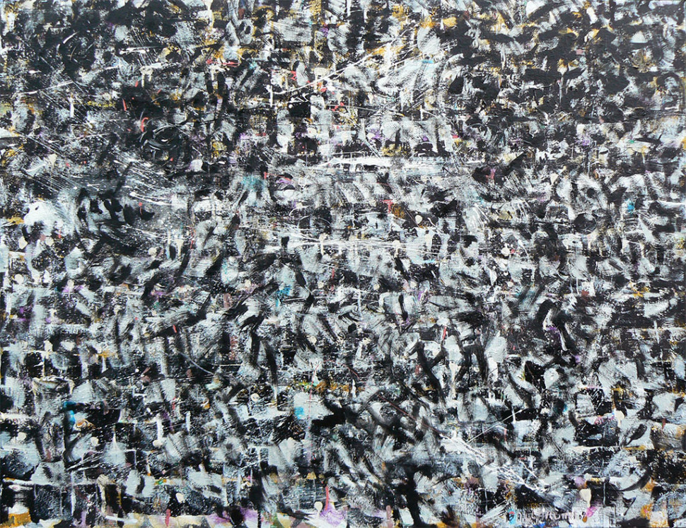 Quel che resta, 2009, tecnica mista su tela, 100 x 130 cm