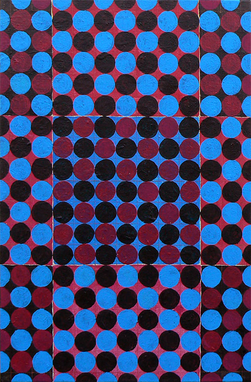 Senza titolo (blu rosso nero), 2012, acrilico su tela, 72 x 48 cm