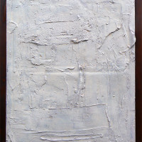 Cemento dipinto, 1988, cemento acrilico e smalto su tela, 100 x 80 cm