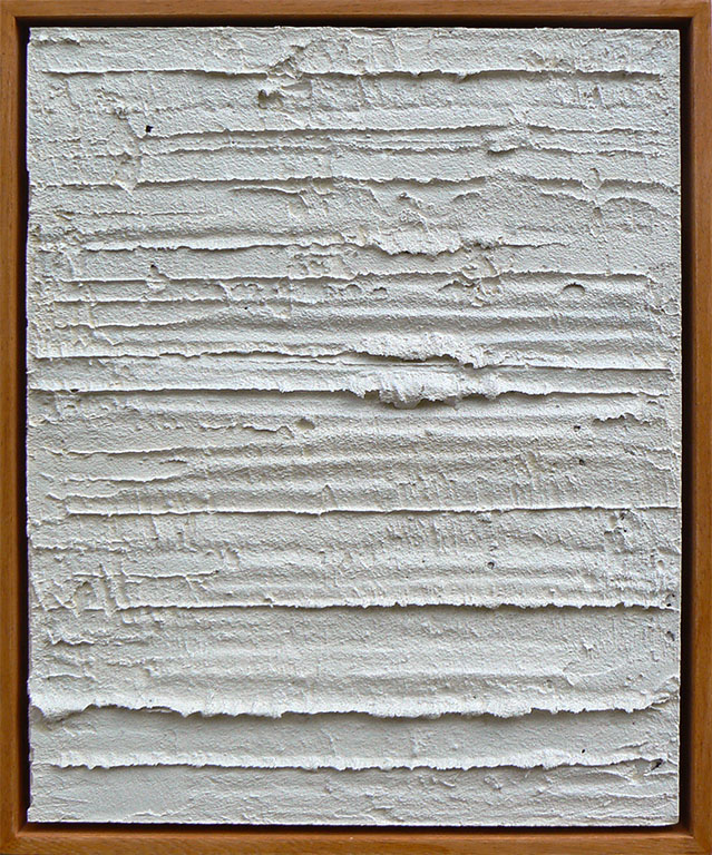 Cemento dipinto E, 2011, tecnica mista su legno, 50 x 40 cm