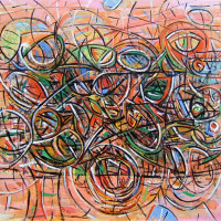 Astratto n. 4, 2005, tecnica mista su tela, 60 x 70 cm