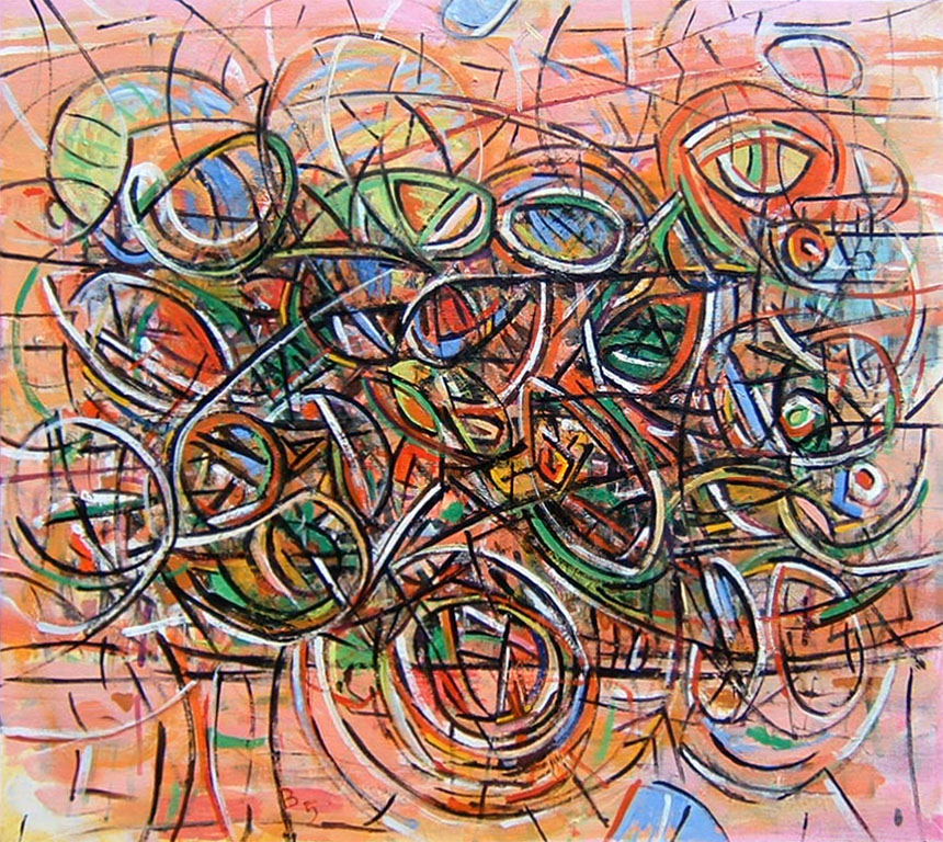 Astratto n. 4, 2005, tecnica mista su tela, 60 x 70 cm
