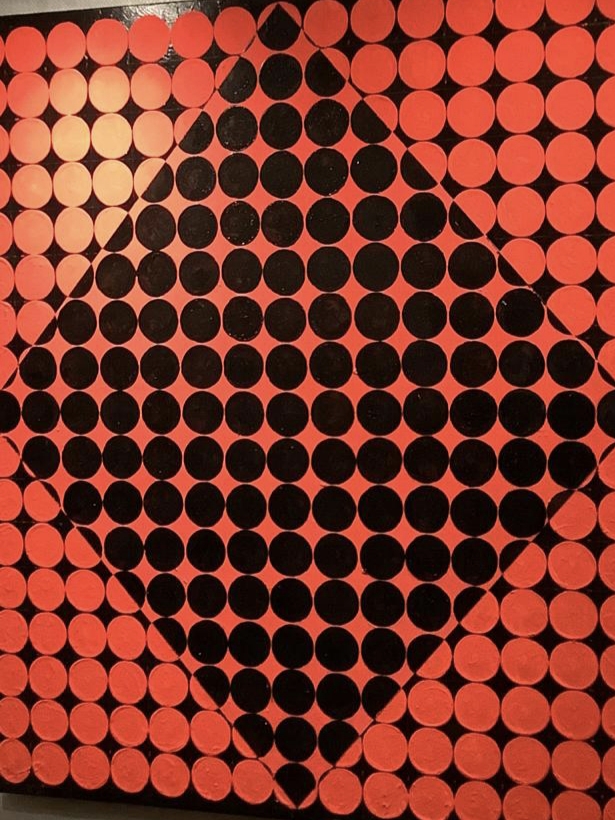 Rombo rosso e nero. 2020. Acrilico su tela, 70 x 60 cm.